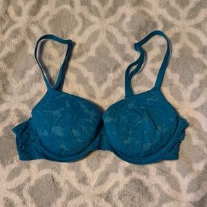 Elegant Lace Underwire Bra in Teal